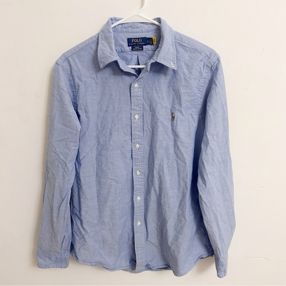 Ralph Lauren Men's Slim Fit Oxford Stretch Button Down Sz LARGE - Picture 2 of 3